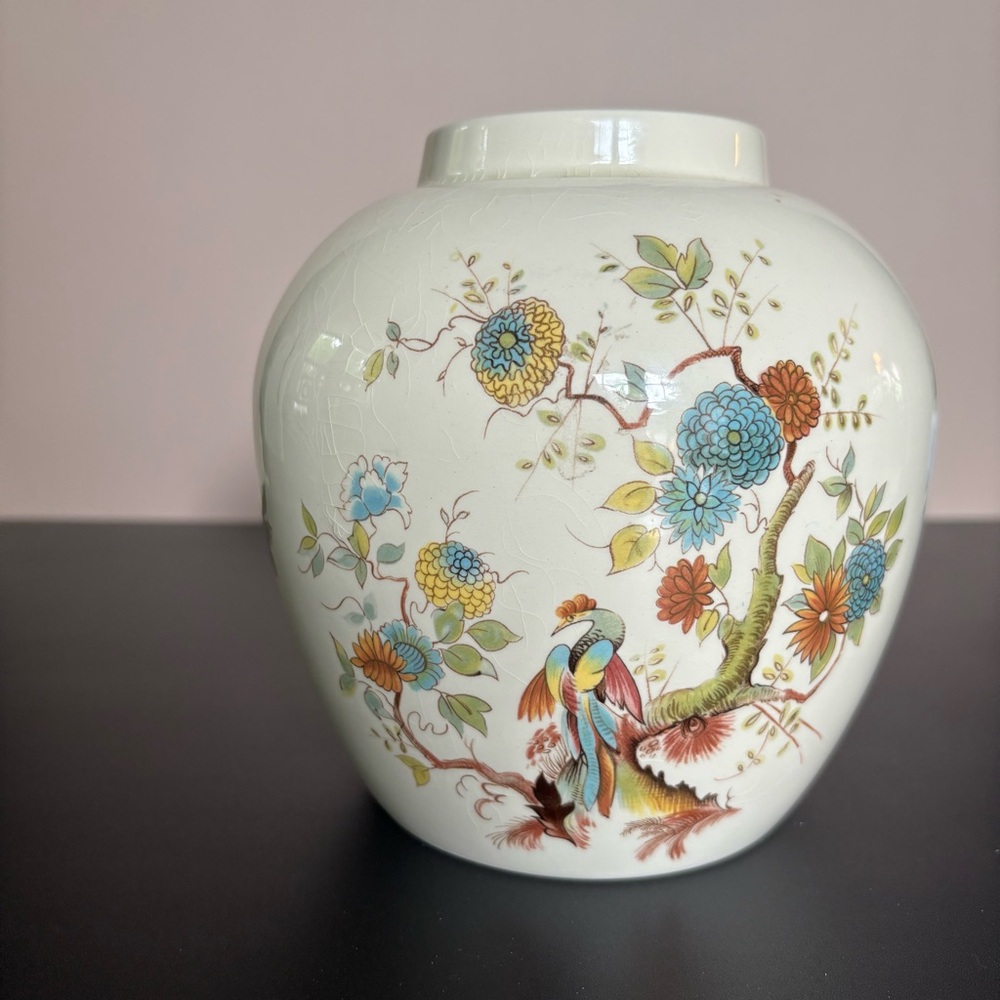Vintage Floral Ceramic Porcelain Vase Ginger Jar